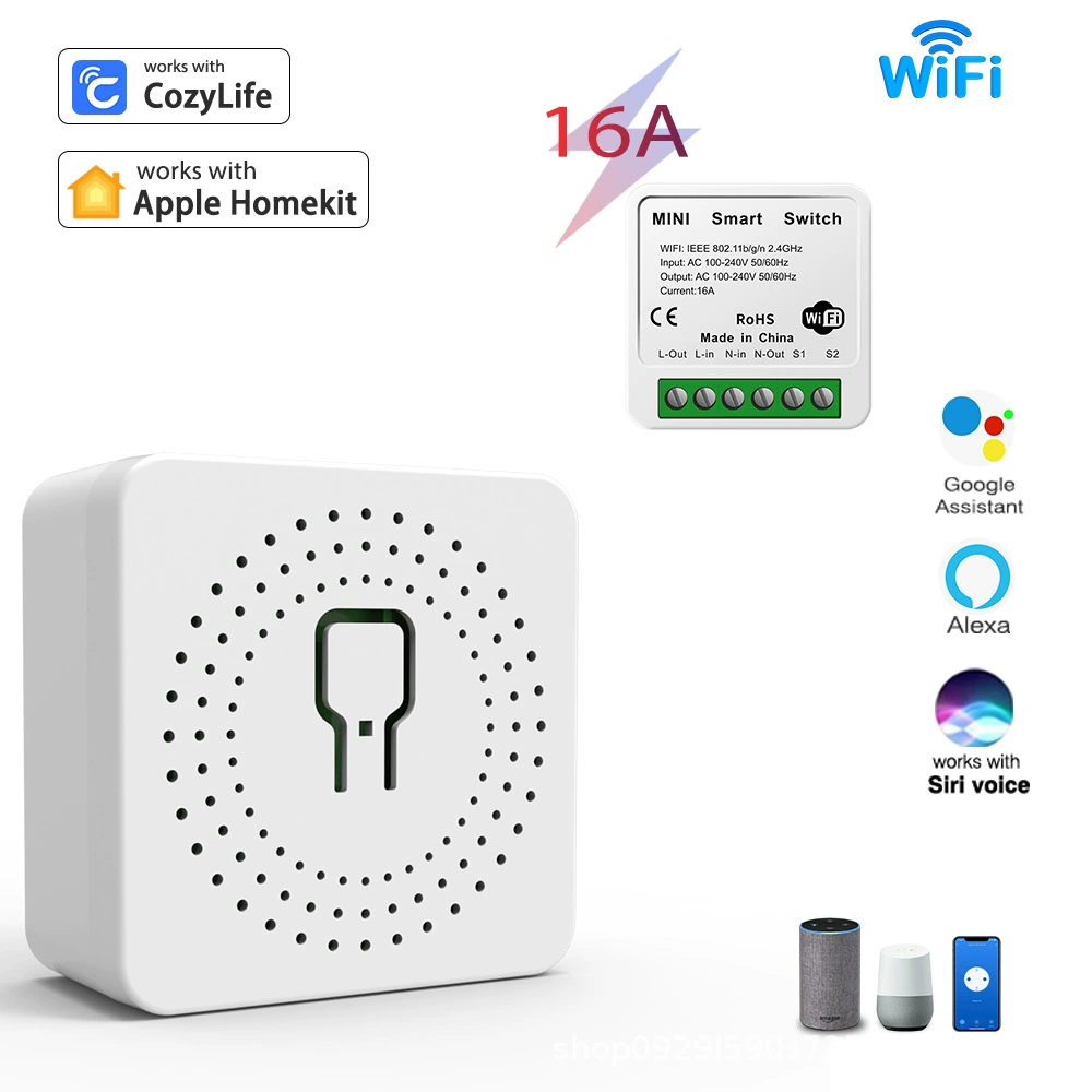 HomeKit Direct Connect Интеллектуальный мини-выключатель 16A Кассета 90-255 В Широкое давление WiFi-переключатель Дистанционный голосовой