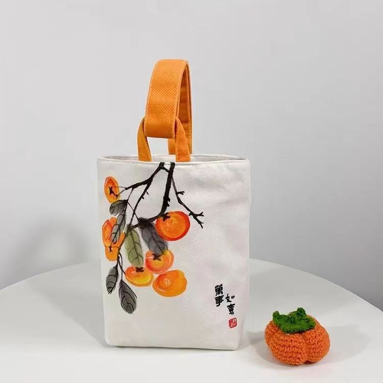 Estilo chino 2024 Año del Dragón Festival de Primavera Dunhuang tuolong portátil para caminar cubo bolsa de muñeca bolsa de almacenamiento bolsa pequeña regalo