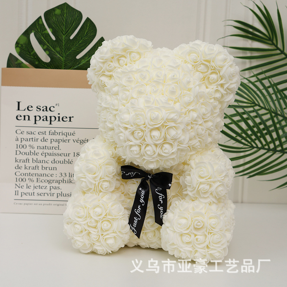 Día de San Valentín regalo Rosa oso ramo de Navidad eterna flor Rosa oso caja de regalo ramo corazón abrazando regalo de cumpleaños