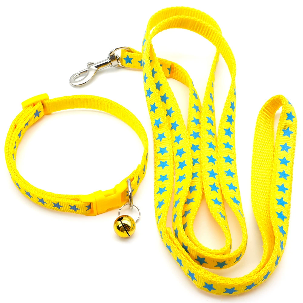 Красочный поводок для собак милый ошейник для домашних животных Колокольчик веревка украшения для кошек пятиконечный Звездный ошейник веревка товары для домашних животных