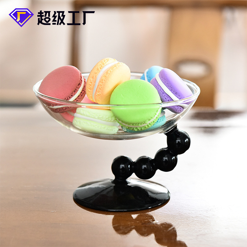 創意高腳玻璃杯 彩色玻璃珠冰淇淋杯子 果盤甜品碗 零食裝飾擺件