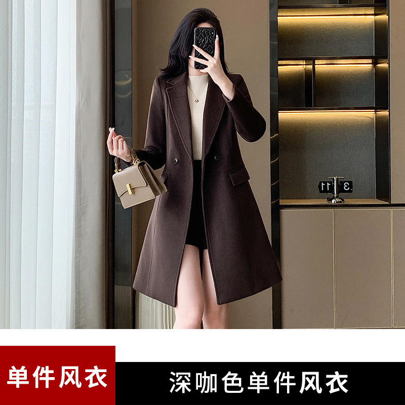 风衣女款2025新款超火爆款酒红色修身中长款高级感西装外套女春秋|undefined
