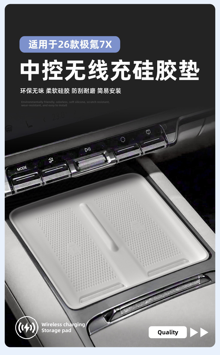 Suitable for 26 Models of Zeekr 7X Central Control Wireless Charging Silicone Anti-Slip Mat Car Protection Car Special Modification Accessories