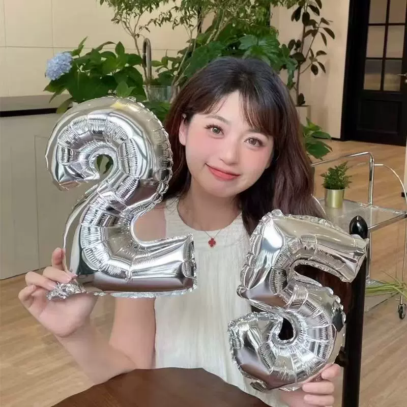 16寸数字生日气球布置场景周岁儿童铝膜飘空小号节日铝箔周岁生日