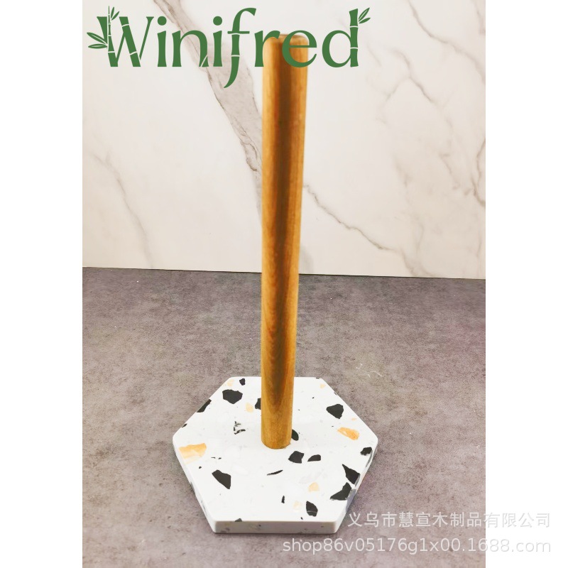 Acacia madera mármol toallas de papel de cocina estante de papel de rollo estante de toallas de papel de toallas de mesa de comedor estante de almacenamiento de toallas
