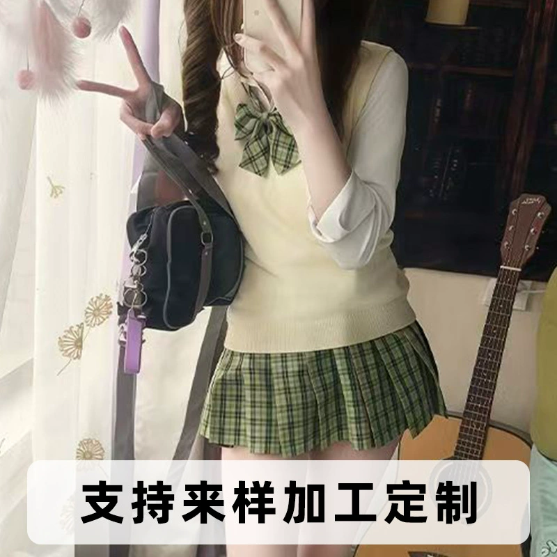 Xiaoqingmei JK униформа клетчатая юбка женский костюм с короткими рукавами плиссированная юбка студенческая школьная форма jk оптовая продажа плиссированная юбка колледж короткая