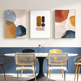 简约现代北欧抽象几何水彩莫兰迪色金箔客厅海报壁画装饰画图片