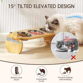 猫咪双碗成猫幼猫瓷碗防打翻猫食碗陶瓷宠物碗猫碗小型狗狗饭碗