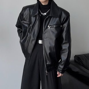 Loose-Fitting High-End Pu Leather Jacket for Men, Spring and Autumn Trendy New Stylish Biker Leather Jacket