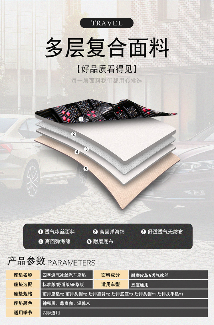 Cross-Border Foreign Trade All-Season Universal Seat Cushion Cover Full Surround Car Seat Cover Leather Seat Cover Summer Ice Silk Seat Cushion