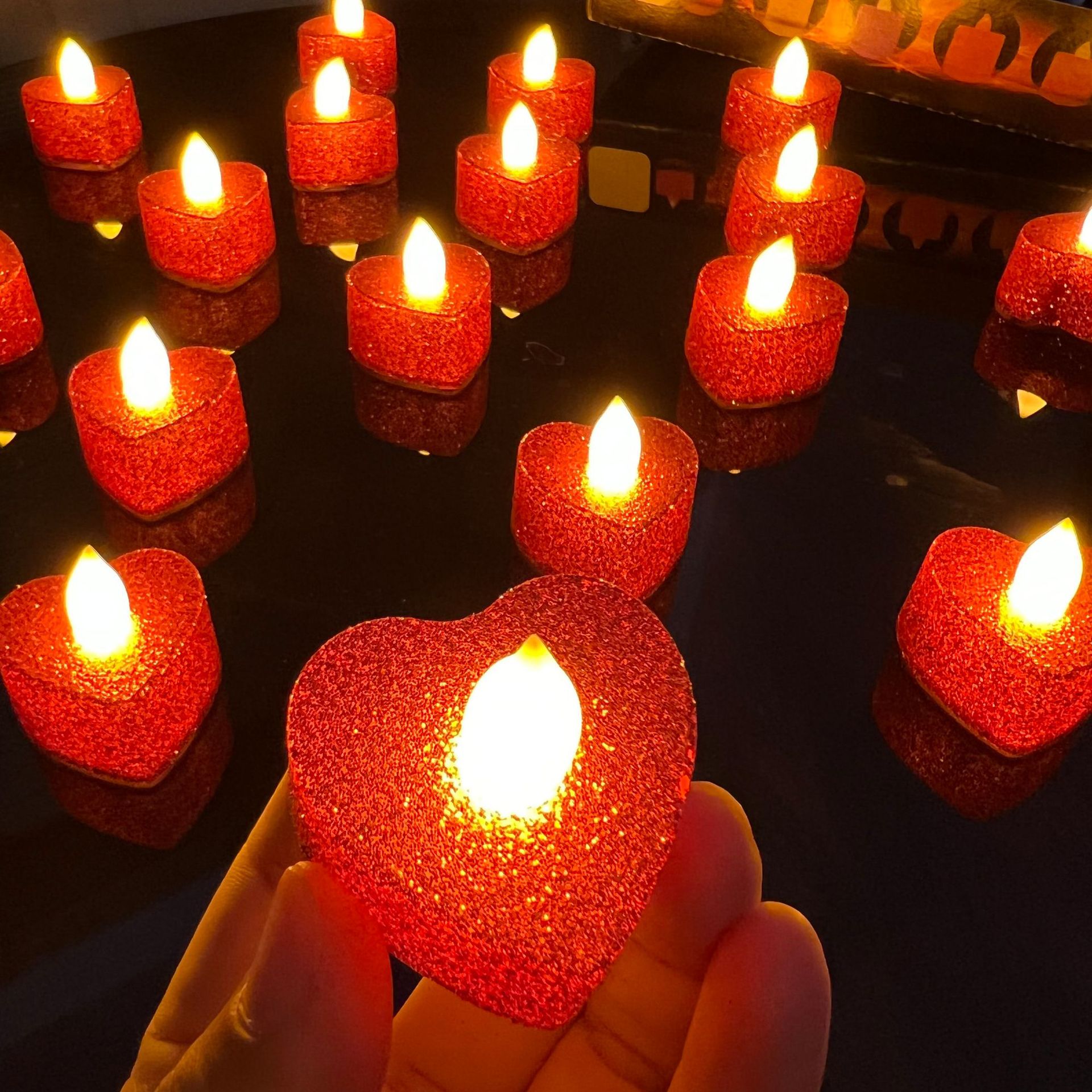 LED电子蜡烛灯爱心撒粉小茶蜡情人节求婚餐厅婚庆布置道具 candle
