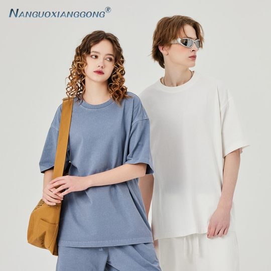 Men's clothing | Washed and Distressed Men's Short-Sleeved Men's T-Shirts with Pictures and Samples Customized Factory Printed and Embroidered Men's T-Shirts Can Be Made in Stock