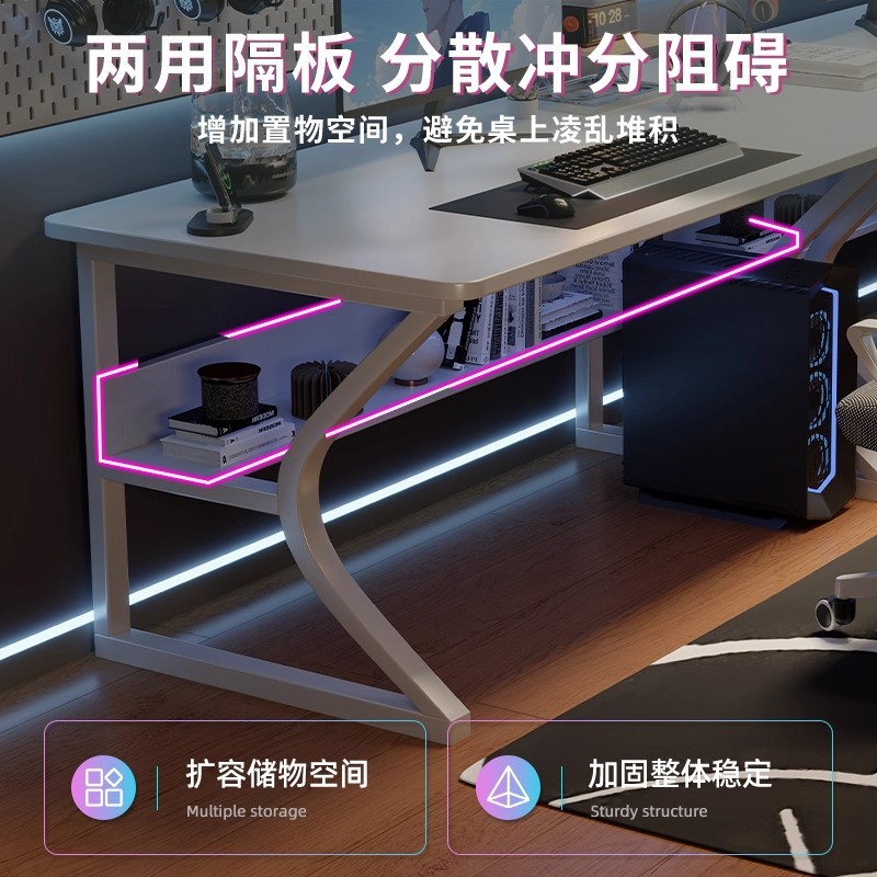 Mesas de dos personas, mesas de computadora blancas, mesas de escritorio, mesas de trabajo para el dormitorio, mesas de trabajo para el hogar con brazo robótico.