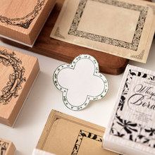 木质边框印泥絮语系列印章四叶草复古榉木橡胶10款选