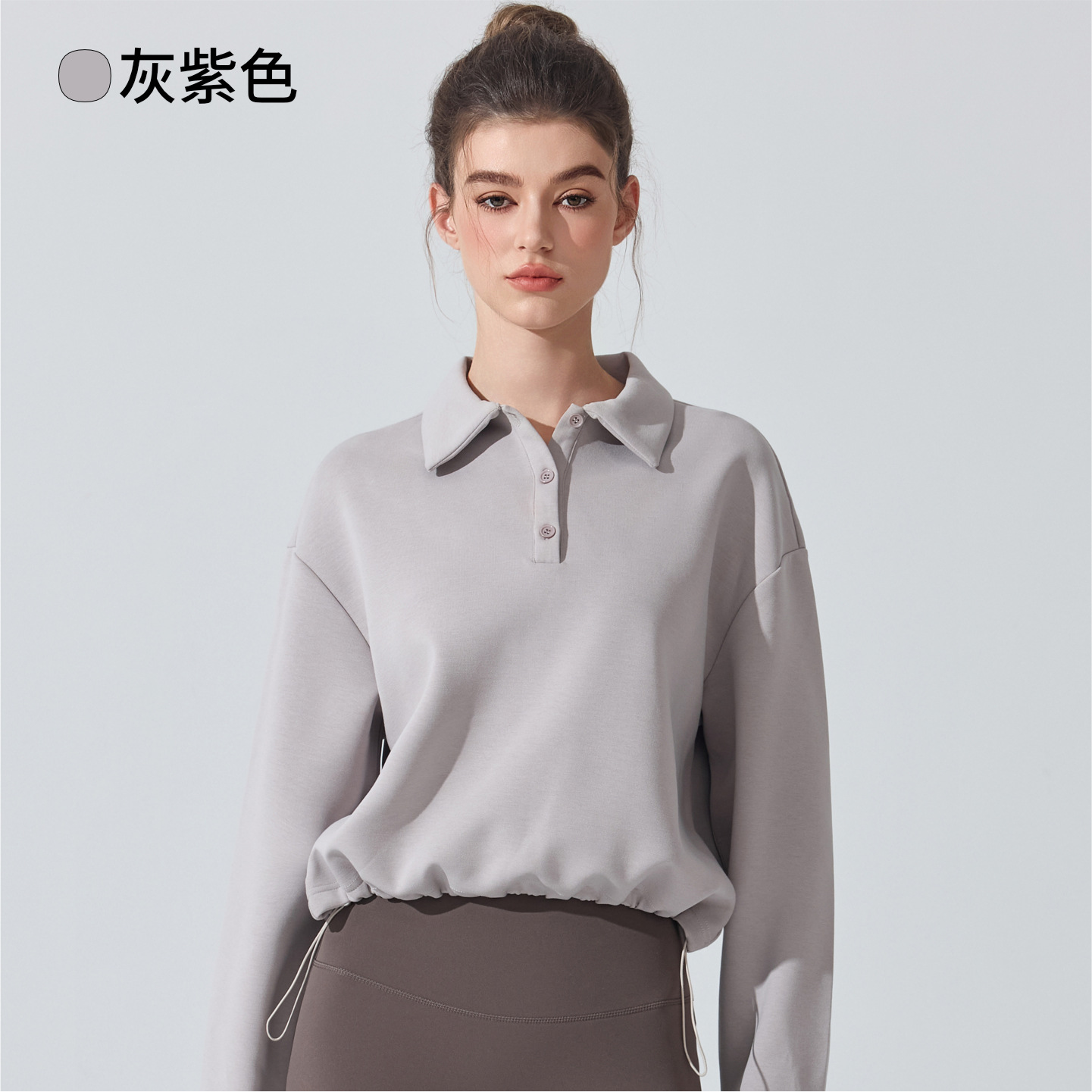 Europa y los Estados Unidos cross-border polo camiseta de invierno de otoño correr ropa deportiva de fitness overhead casual versátil ropa de yoga de mangas largas mujeres