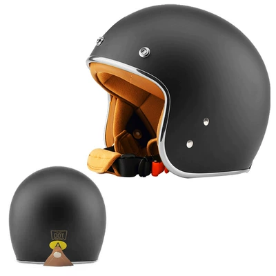 Foreign Trade Specializes in Motorcycle Retro Helmets, Electric Motorcycles, Motorcycle Cruise 3/4 Helmets, Unisex Safety Hats (Motosiklet kaskı (dəbilqə)) - matt-black-silver-edge