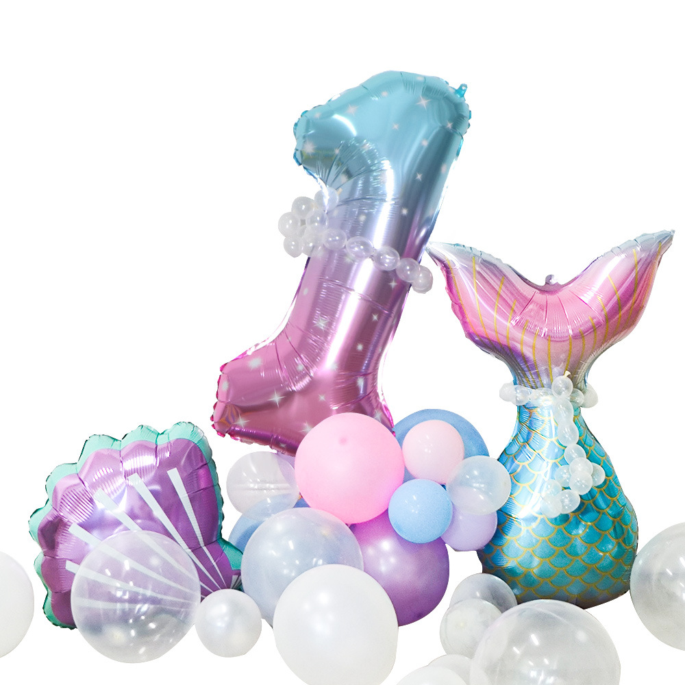Sirena nuevo juego de cumpleaños de 40 pulgadas set de globos digitales suministros de fiesta set de globo de película de aluminio al por mayor