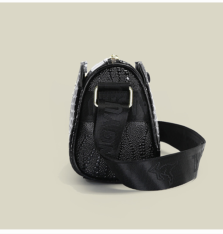 Borsa a tracolla multistrato transfrontaliera con motivo coccodrillo, cuscino Boston lucido, unica e alla moda, versatile, da portare a spalla_voghion.com