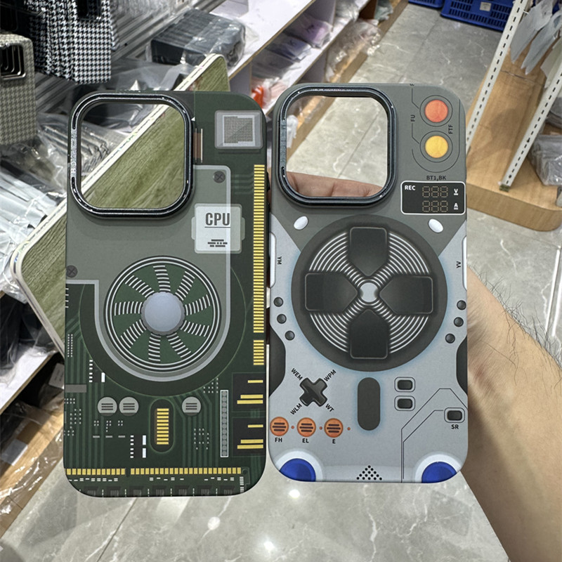 适用于苹果15pro磁吸手机壳15promax潮牌镜头支架14/15磨砂防摔套