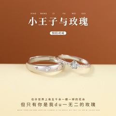 小王子與玫瑰花情侶對戒一對指定情信物生日禮物送女友2023年新款