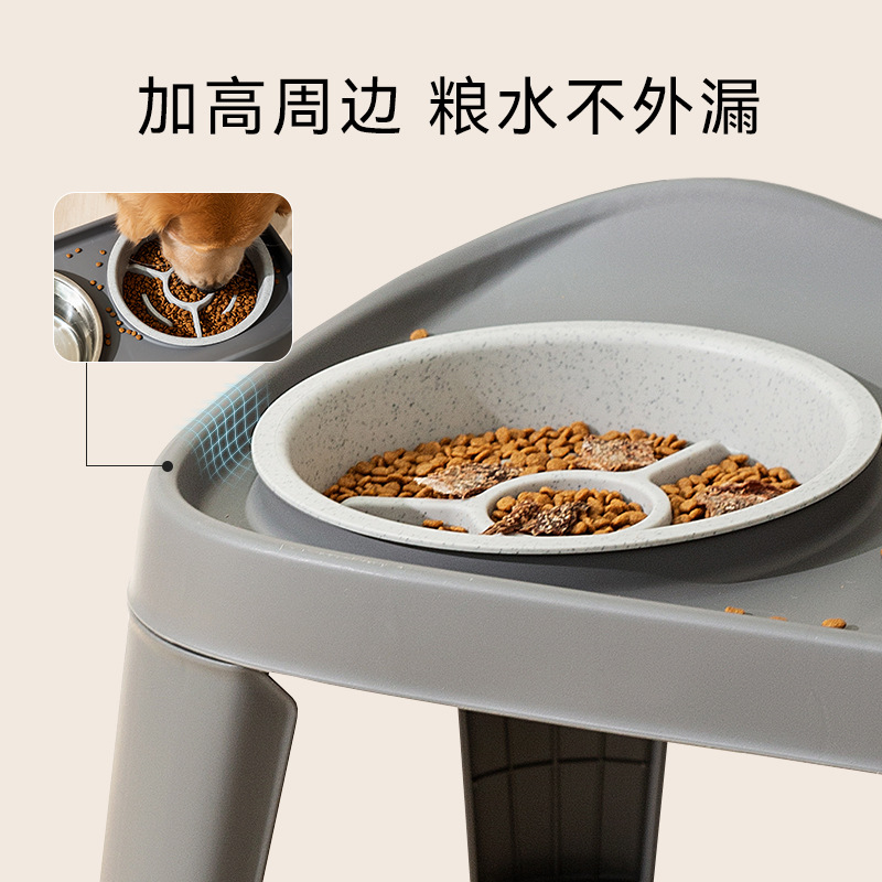 Negro simple clásico plegable elevado doble tazón gran perro cuello doble tazón de agua y alimentos para mascotas domésticas