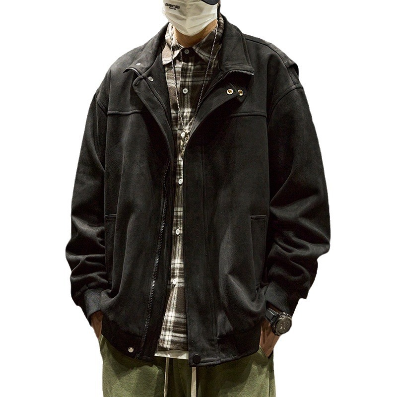 Chaqueta retro americana para hombre, otoño e invierno, chaqueta suelta de gamuza de la calle, marca de moda, top casual