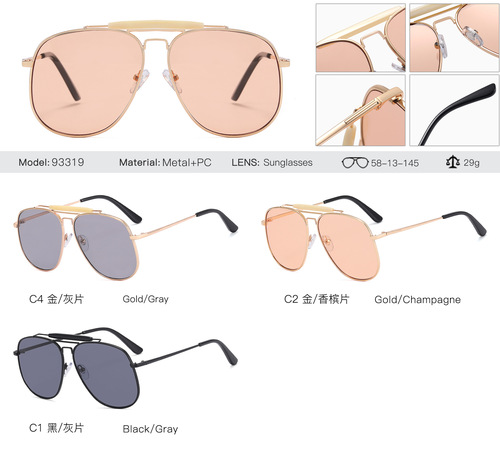 LQ93319 Amazon foreign trade European and American women's metal sunglasses candy-colored glasses sunglasses toad glasses
