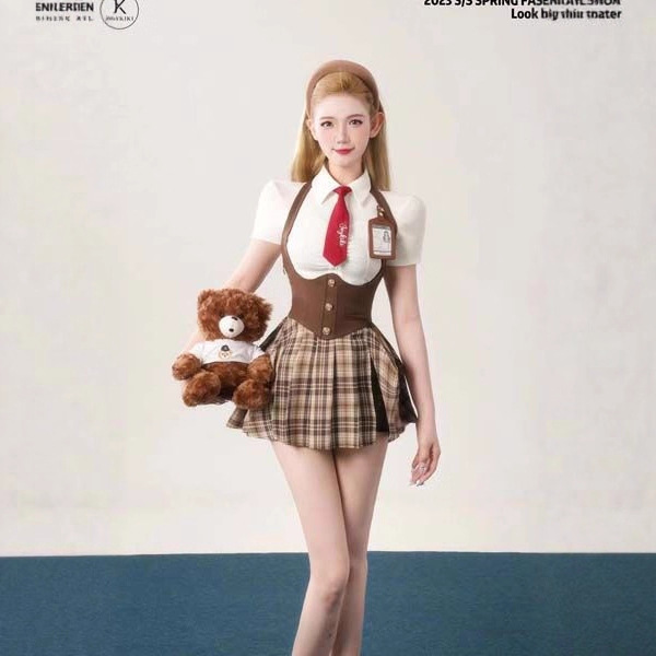 College Style Summer Jk Uniform High Waist Suspender Skirt Design Slim Short-Sleeved Shirt Top Two-Piece Suit for Women