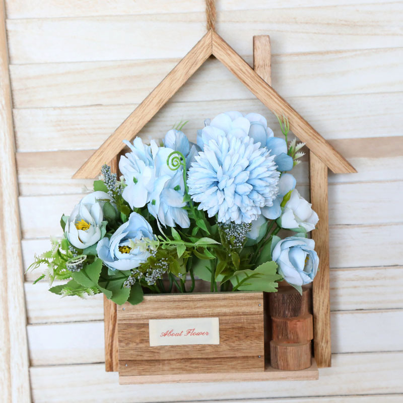 Decoración de pared de madera europea creativa en la pared maceta de flores canasta de flores decoración de pared colgante de sala de estar