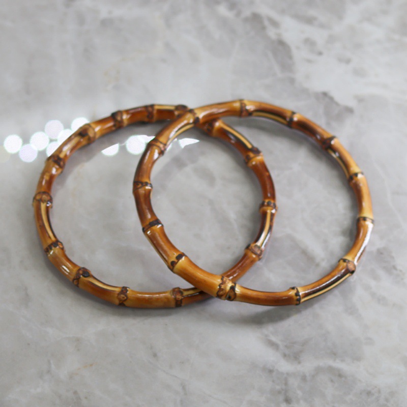 Anillo de bambú dorado en stock, productos de bambú chinos hechos a mano, anillo de mango de bambú DIY, anillo de bambú retro