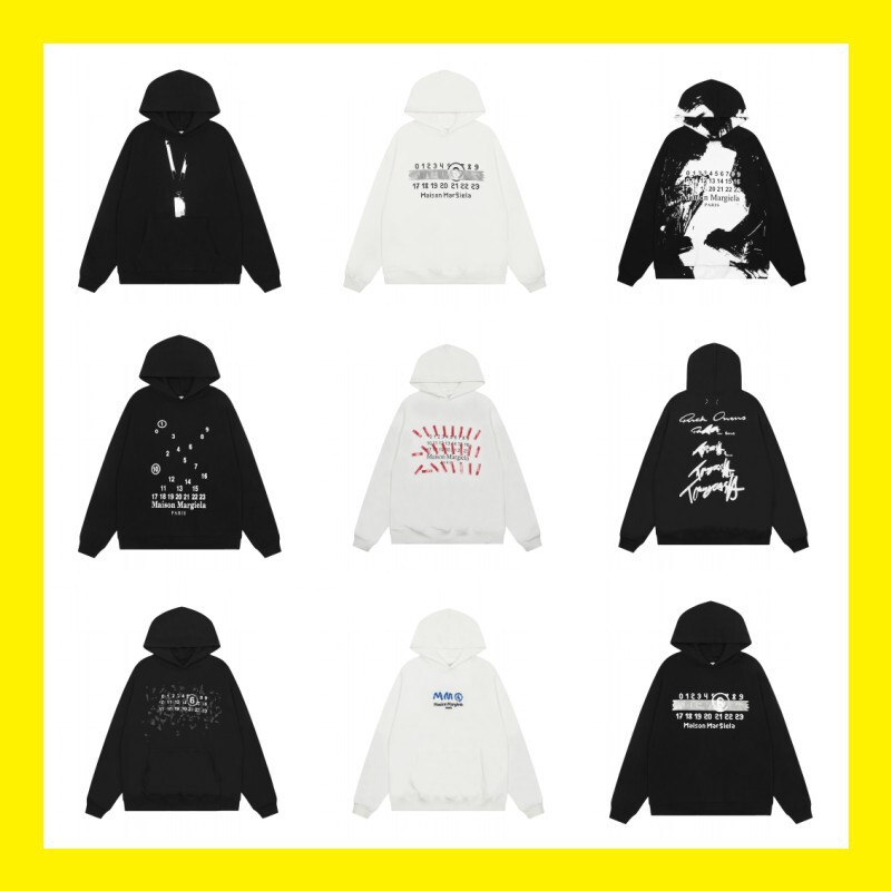 25Smm6 Hoodie Mm6 Inverted Letter Hooded Top Round Neck Unisex Loose Zipper Sweatshirt