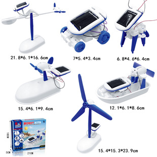Cross-border children 6 in 1 solar diy robot solar science puzzle small making handmade toys for men and women