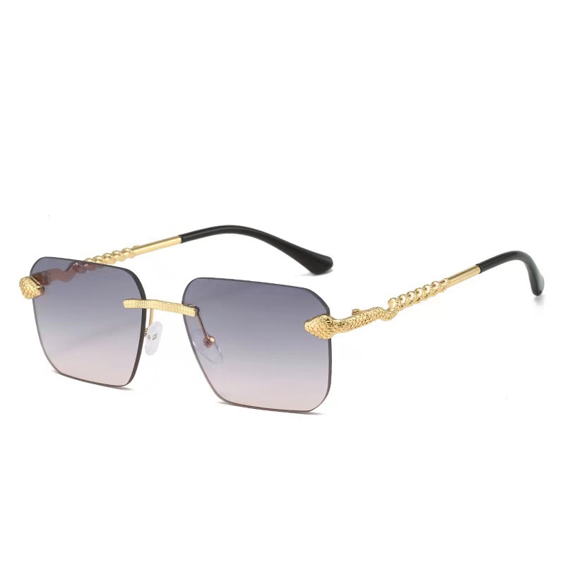 2024 New Frameless Fashion Square Personality Snake Metal J Simple Exquisite Sunglasses_voghion.com