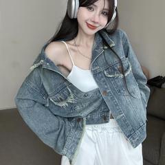 牛仔外套女秋冬2025新款韩版宽松短款设计感小众百搭夹克长袖上衣