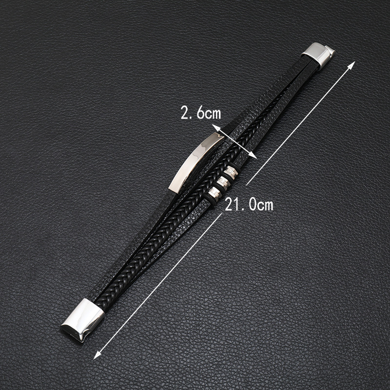 Retro Solid Color Alloy Leather Men's Bracelets Men Cord & Leather Bracelets display picture 6