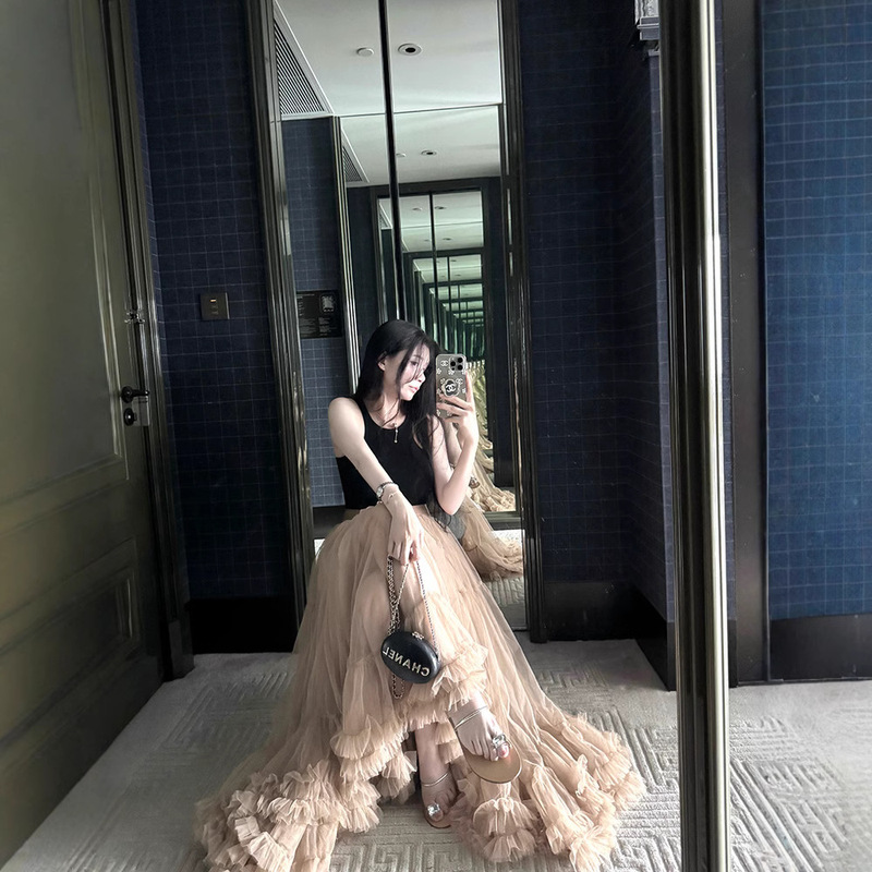 Cross-border elastic waist high waist slimming super heavy industry multi-layer cake princess puffy skirt 4932