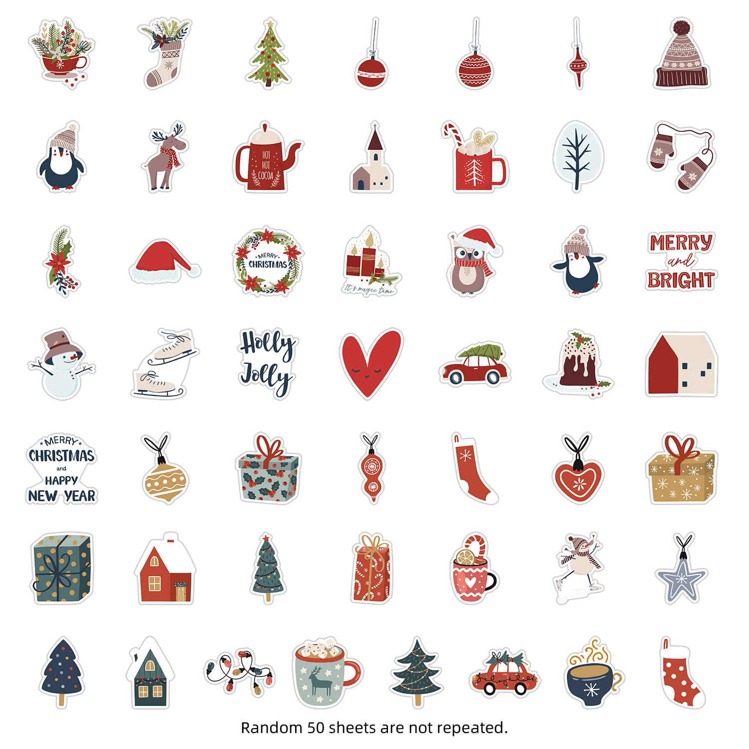50 nueva Navidad graffiti pegatinas coche teléfono móvil hervidor pegatinas decorativas impermeable diario pegatinas al por mayor