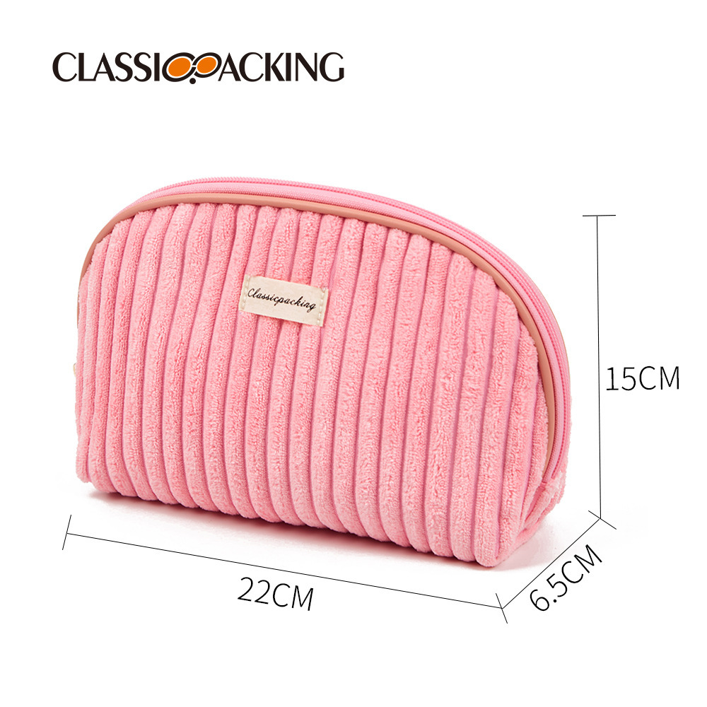 Bolsa de cosméticos de concha de pana al por mayor de fábrica, herramienta de belleza, bolsa de almacenamiento para productos para el cuidado de la piel, embrague multifuncional para mujer