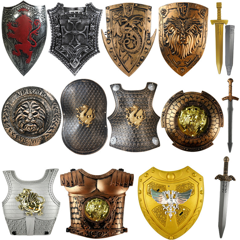 Cross-border Ancient Roman Warriors Armor Shield Children Sword Weapon Halloween cosplay Costume Props Accessories