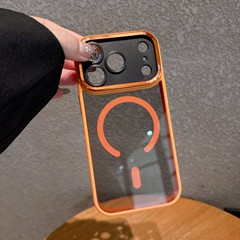 磁吸充电精孔金属镜头适用iPhone17手机壳亚克力透明苹果16保护套