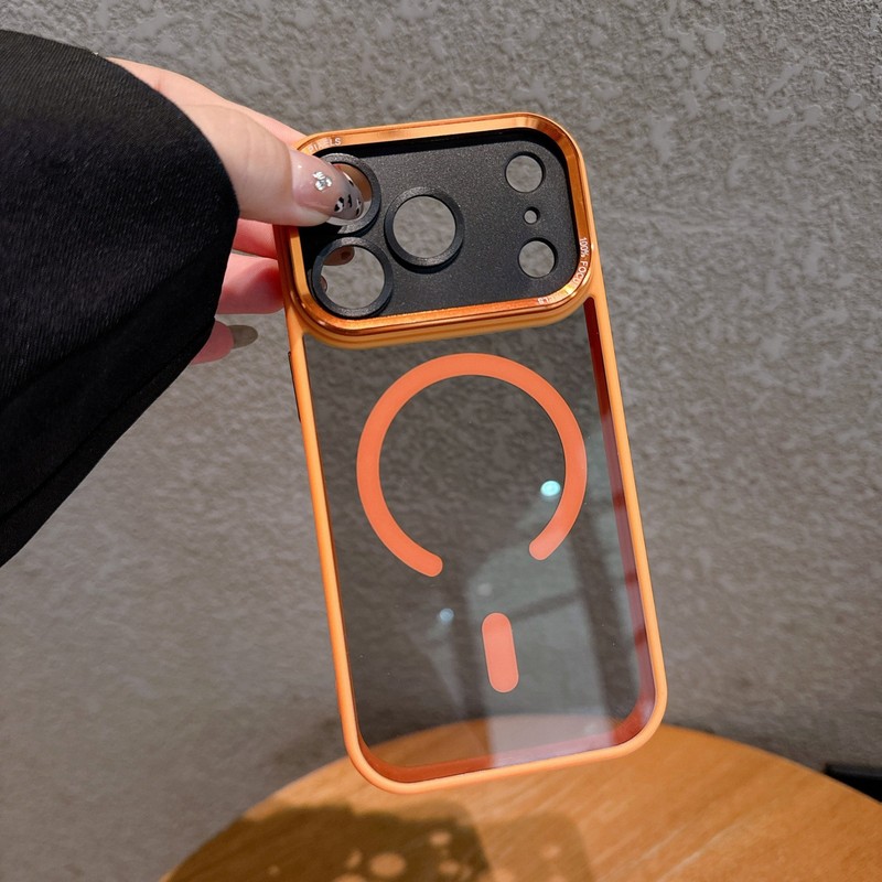 磁吸充电精孔金属镜头适用iPhone17手机壳亚克力透明苹果16保护套|undefined