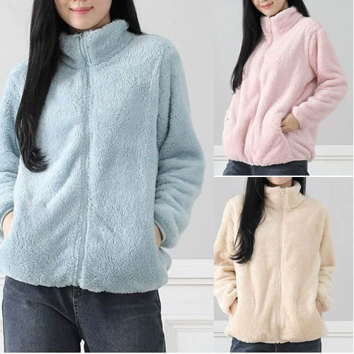 Корейская версия 2024 осень-зима двухсторонняя флисовая одежда с воротником кардиган женский теплый бархатный толстый пара коралловый бархатный пиджак мужской