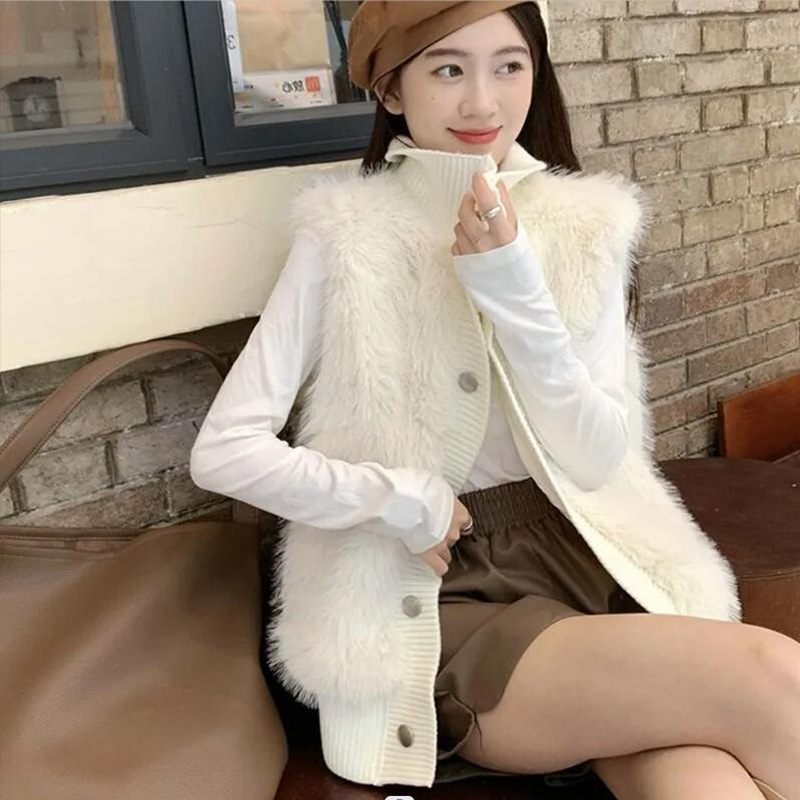春秋季新款小香风毛衣针织开衫马甲女慵懒风叠穿坎肩时尚马夹外套|undefined