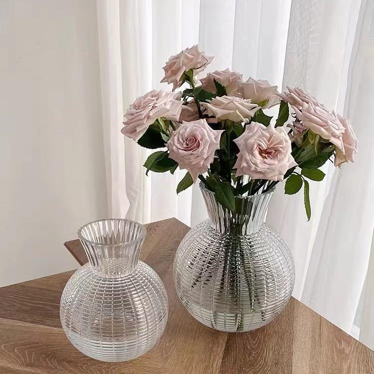 新款网红灯笼花瓶大肚玻璃花器客厅插花透明水养鲜花干花装饰摆件