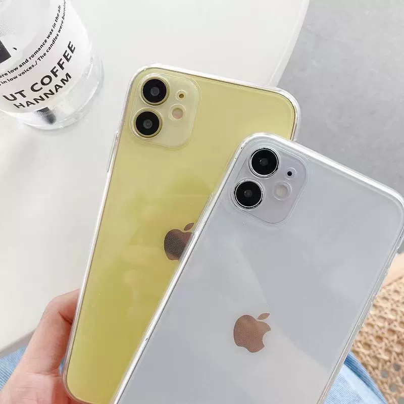 Чехол для телефона (Apple) силиконовый прозрачный кремовый — совместим с iPhone 7/8/SE–17 Pro Max