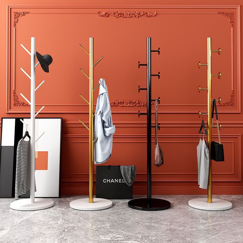 European-Style Light Luxury Coat Rack, Marble Floor-Standing Clothes Rack, Bedroom Clothes Rack, Living Room Wrought Iron Simple Vertical Bag Rack