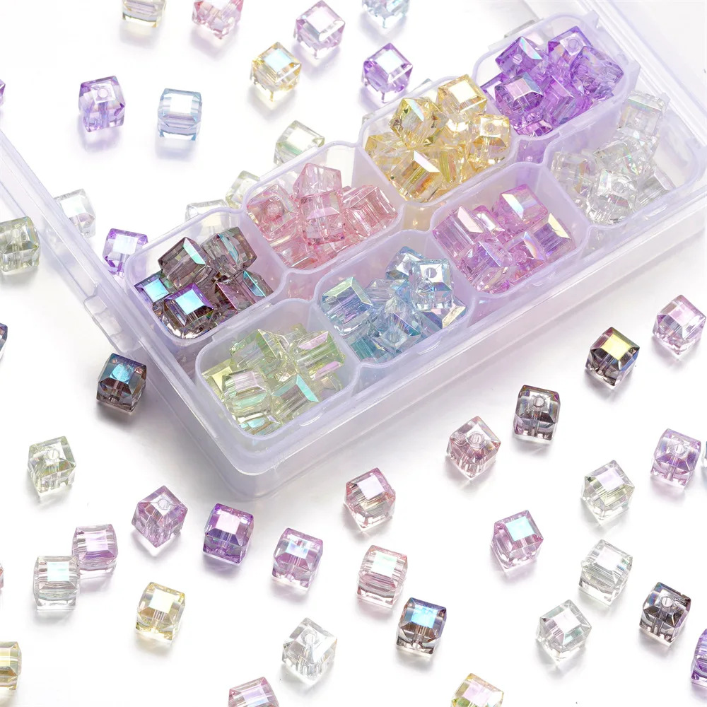 8mm multi-cut acrylic high-transparency square beads colorful three-dimensional loose beads diy bracelet earrings necklace accessories