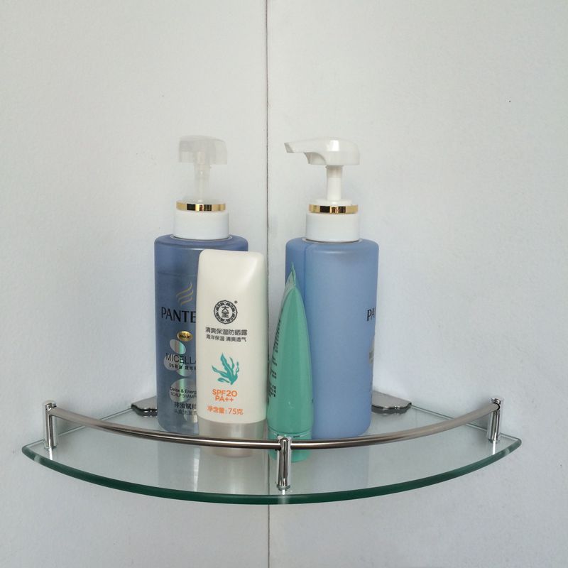 Estante de vidrio lavabo esquina estante de baño perforación de montaje de pared triángulo marco de esquina 8801