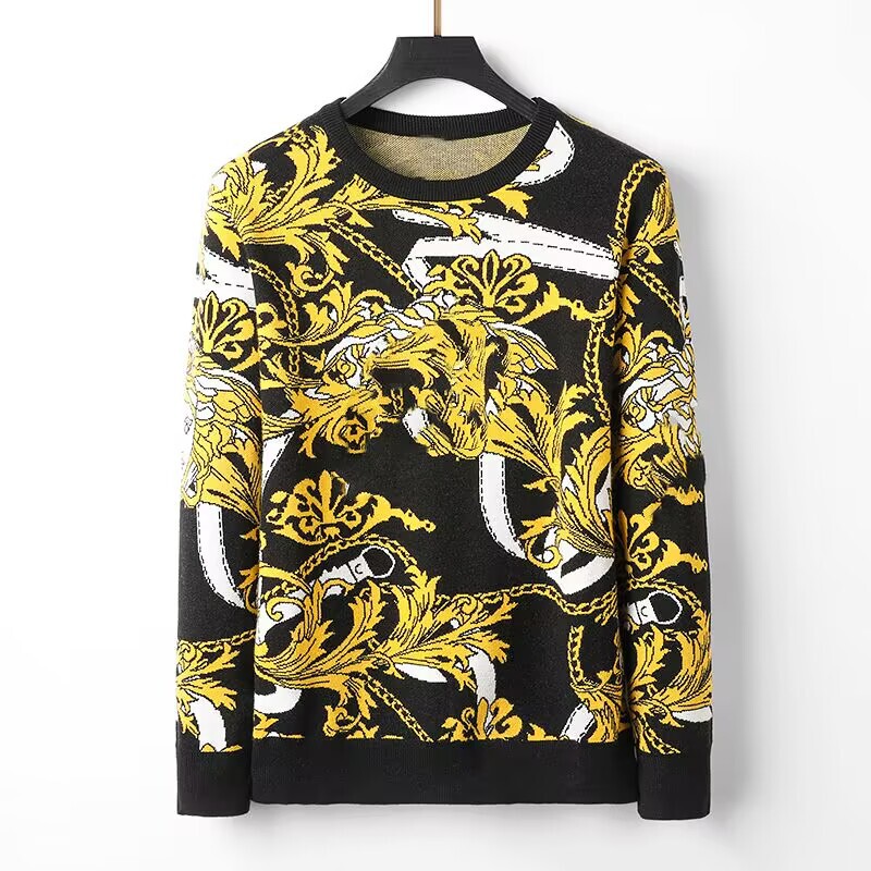 Foreign trade autumn and winter explosions cashmere sweater men's round neck pullover bee pattern sweater high-grade warm long-term goods