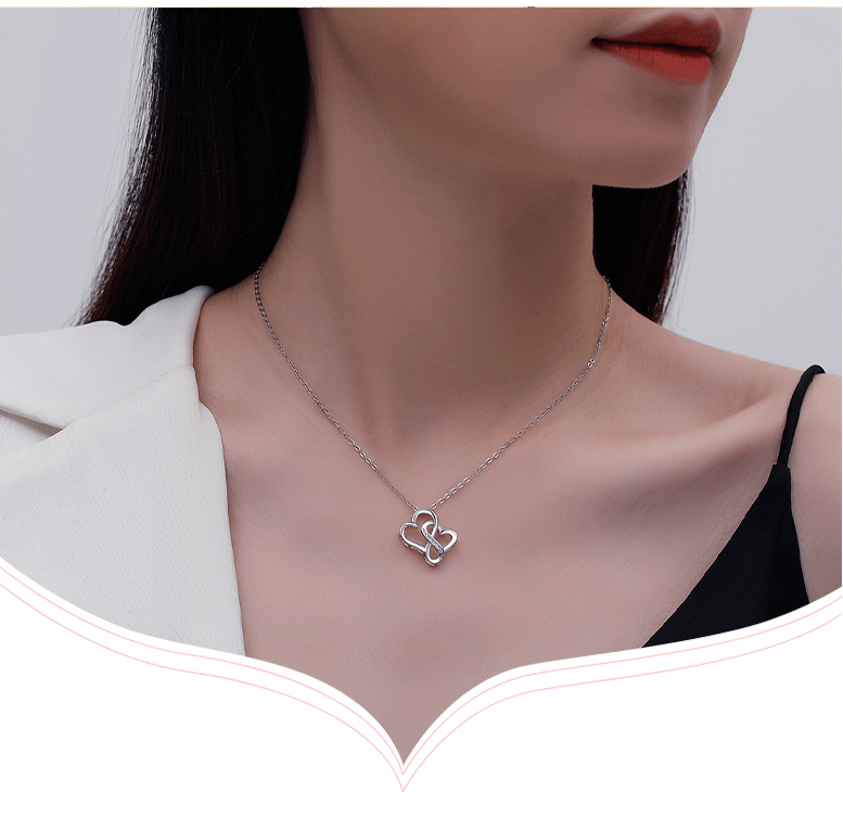 Elegant Romantic Heart Shape Sterling Silver Zircon Pendant Necklace In Bulk display picture 1